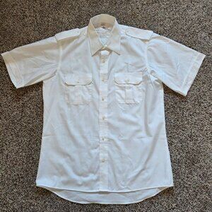 Murphy & Hartelius White Pilot Uniform Shirt Size 17  Cotton Blend Pockets